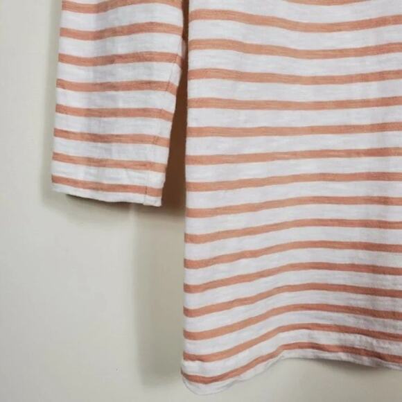 J Crew Embellished Striped Top Tan Ivory 3/4 Sleeve Women Size S Cotton - Picture 4 of 10